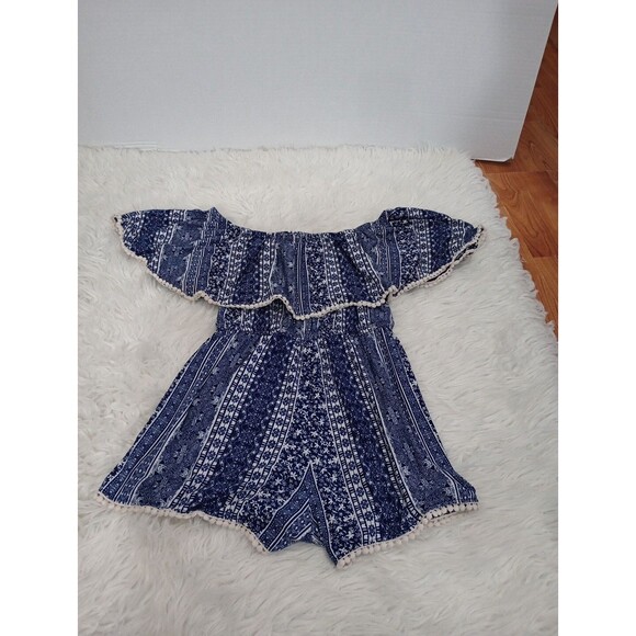 Rue21 Off  Shoulder Blue Flower Print Romper  Women’s Size Small - Picture 8 of 8